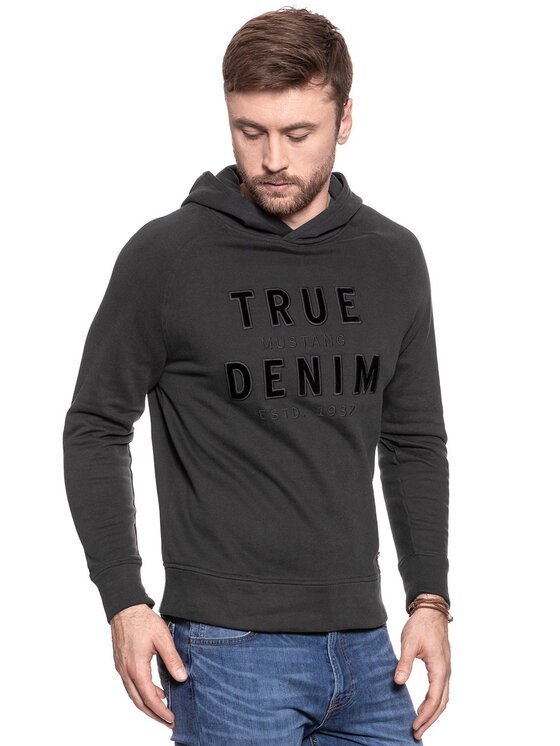 Mustang Mustang Felpa APPLICATION HOODIE Grigio Regular Fit