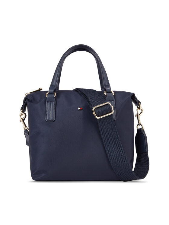 Geantă Tommy Hilfiger Poppy Th Small Tote AW0AW15640 Bleumarin