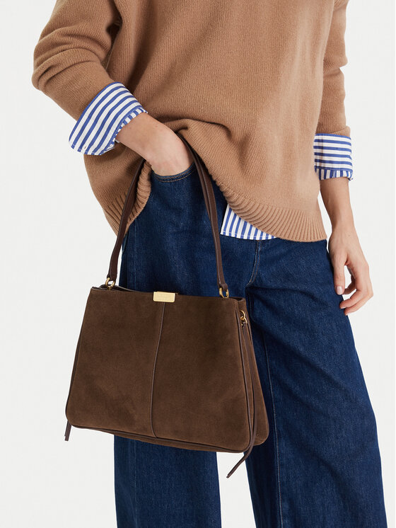 Tommy Hilfiger Tommy Hilfiger Torebka Casual Leather Shoulder Bag Sued AW0AW18201 Brązowy