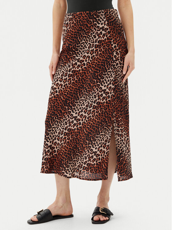 Pieces Pieces Midi sukně Nya 17147811 Hnědá Regular Fit