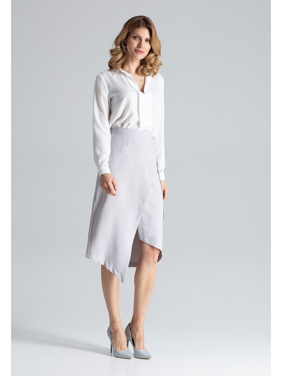 FIGL FIGL Spódnica midi M629 Szary Straight Fit