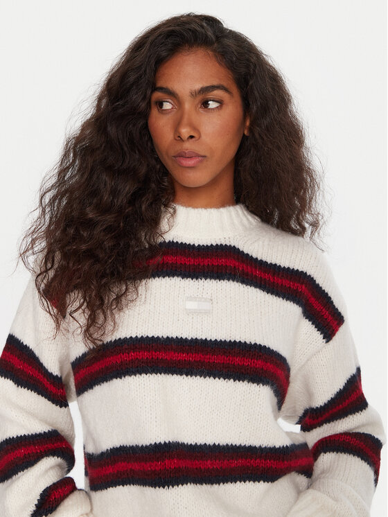 Tommy Jeans Tommy Jeans Pullover Badge DW0DW21679 Écru Relaxed Fit