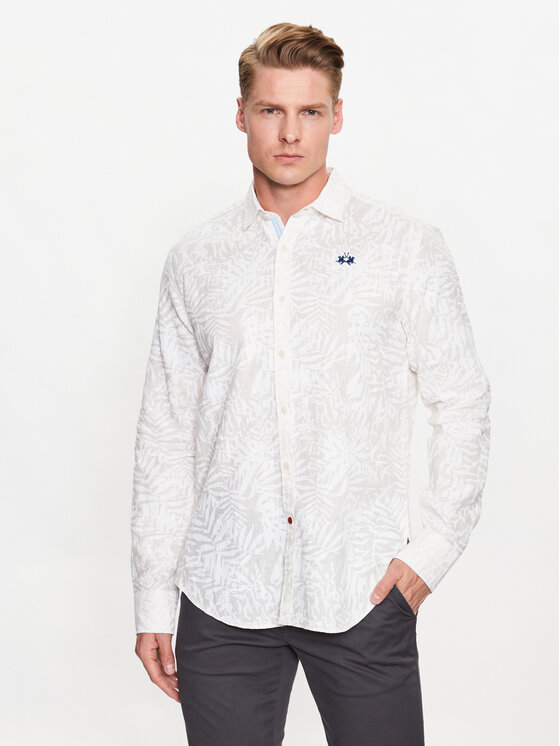 La Martina La Martina Marškiniai VMC026 TL126 Balta Regular Fit