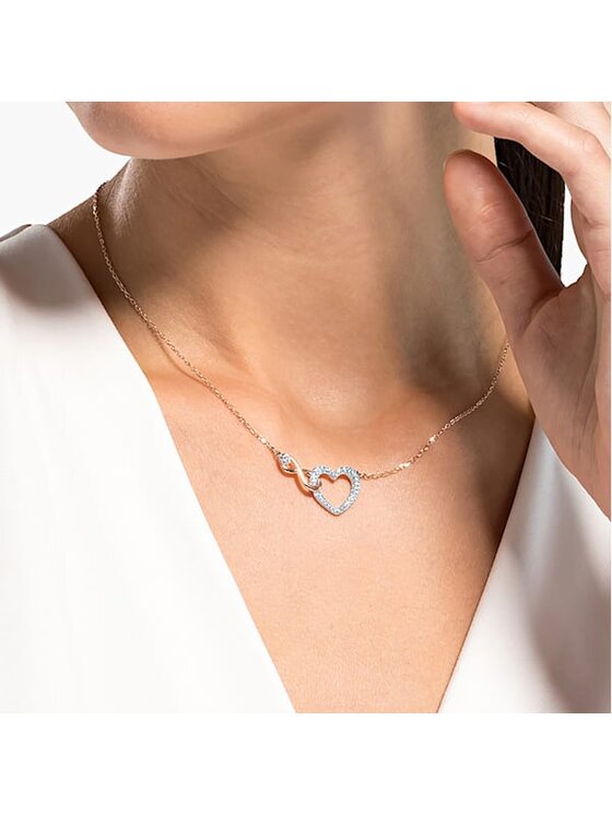 Swarovski Swarovski Naszyjnik Infinity Heart 5518865 Różowe złoto