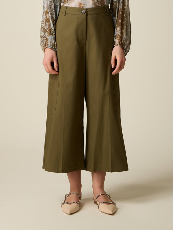 Oltre Oltre Pantaloni di tessuto P744R008878N035 Verde Baggy Fit