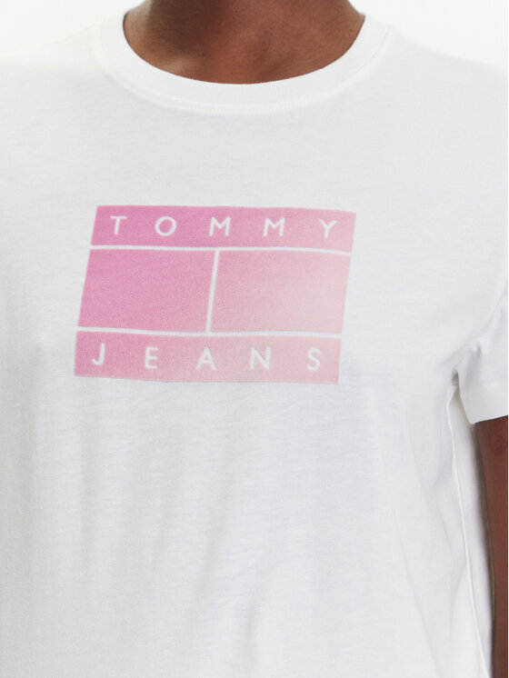 Tommy Jeans Tommy Jeans T-krekls Gradient Flag DW0DW20905 Balts Regular Fit