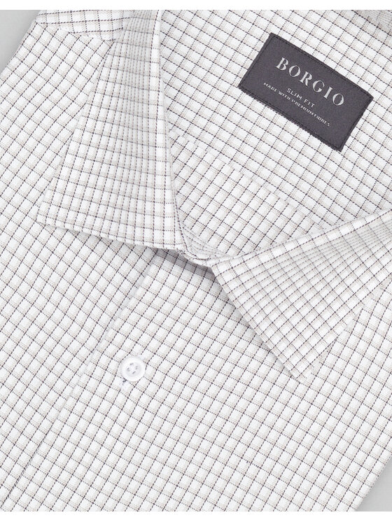 Borgio Borgio Koszula 00456 Beżowy Slim Fit