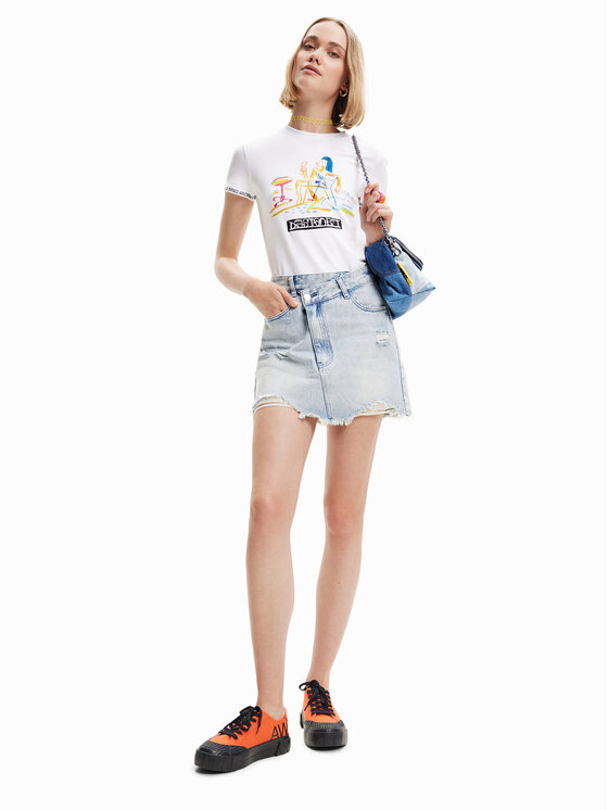 Desigual Desigual Džínsová sukňa Tatum 23SWFD16 Modrá Regular Fit