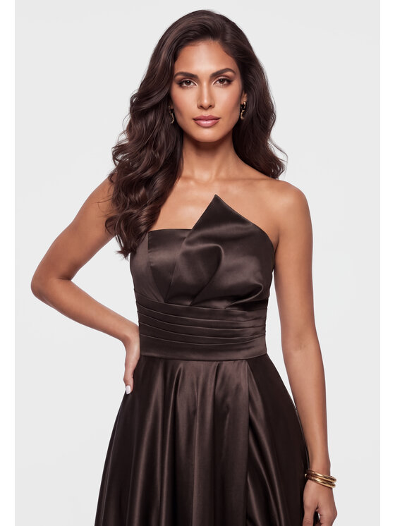 Ombre Ombre Sukienka wieczorowa LA-OM-DLR454 Brązowy Regular Fit