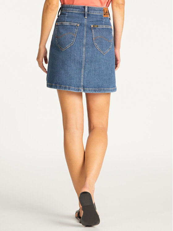 Lee Lee Spódnica jeansowa A Line L38NMG44 112108286 Granatowy Regular Fit