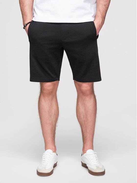 Ombre Ombre Szorty materiałowe OM-SRBS-0205 Czarny Relaxed Fit