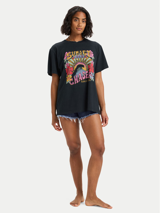 Roxy Roxy T-krekls ERJZT06023 Melns Regular Fit