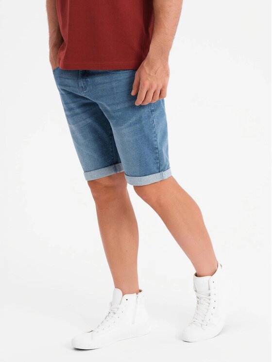 Ombre Ombre Szorty jeansowe OM-SRDS-0164 Niebieski Regular Fit