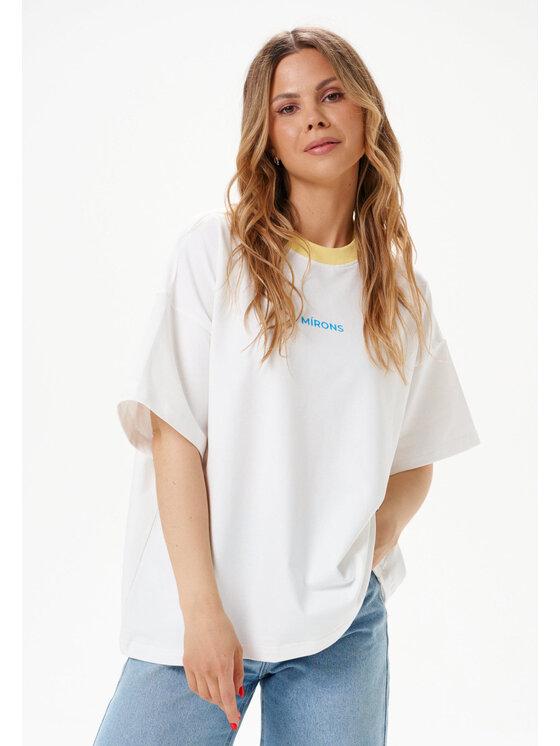 Mirons Mirons T-Shirt Print Biały Regular Fit