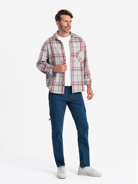 Ombre Ombre Spodnie dresowe OM-PACG-0204 Niebieski Regular Fit