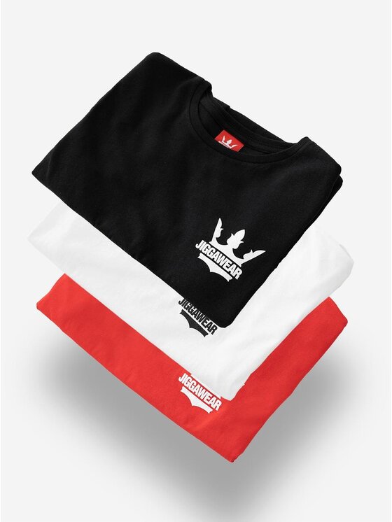 Jigga Wear Jigga Wear Komplet t-shirtów Zestaw 3 Damskich T-Shirtów Czarny / Biały / Czerwony Jigga Wear Classic Logo M Kolorowy Regular Fit