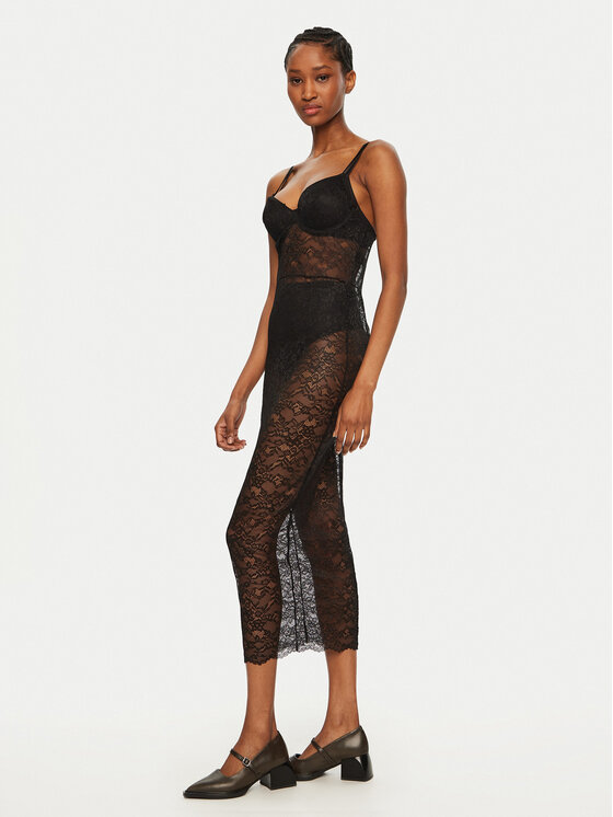 Guess Guess Νυχτικό O5RK00 KBGT0 Μαύρο Regular Fit