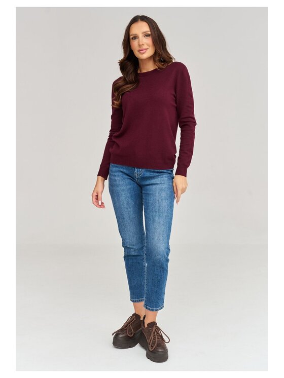 Makadamia Makadamia Sweter C105 Bordowy Loose Fit