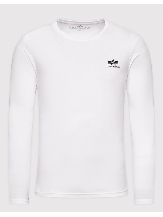 Alpha Industries Alpha Industries Тениска с дълъг ръкав Basic Small Logo 198517 Бял Regular Fit