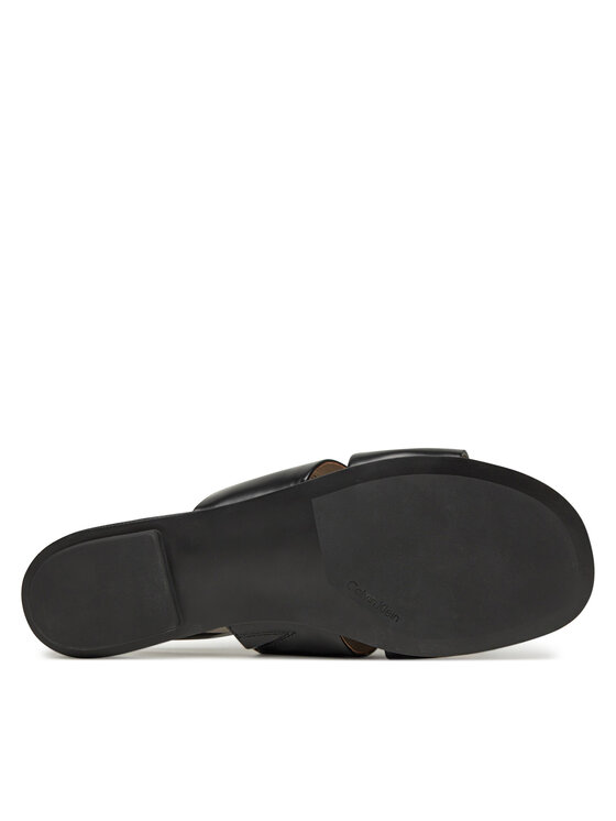 Calvin Klein Calvin Klein Şlapi Flat Slide - Lth 2 Straps HW0HW02365 Negru