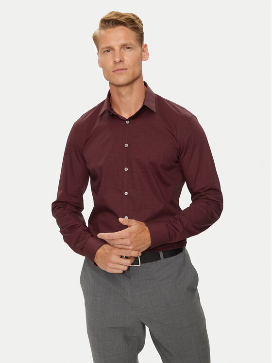 Calvin Klein Calvin Klein Košile K10K114023 Bordó Slim Fit
