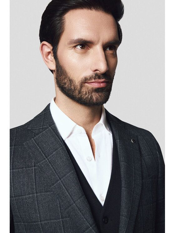 Lancerto Lancerto Marynarka Niagara MA073224000002 Szary Regular Fit