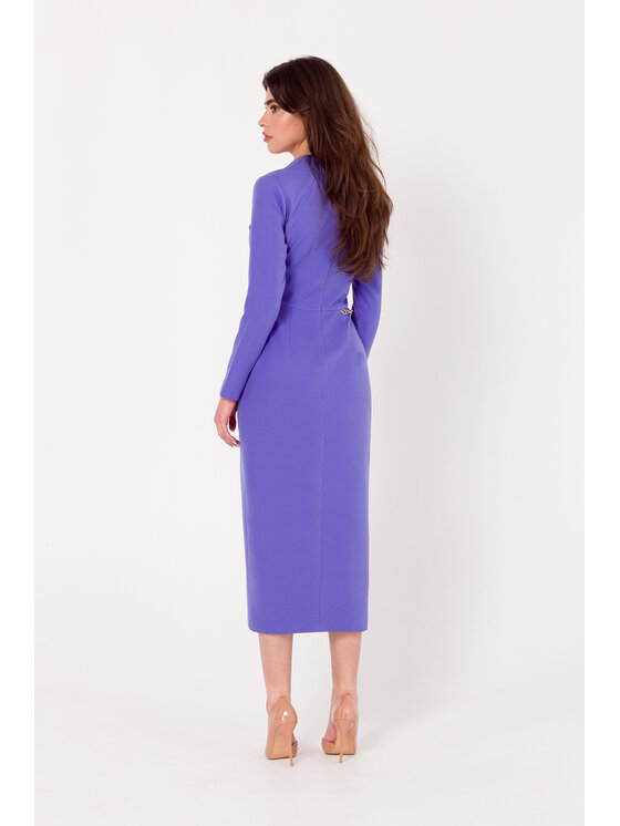 Makover Makover Sukienka elegancka K178 Fioletowy Modern Fit