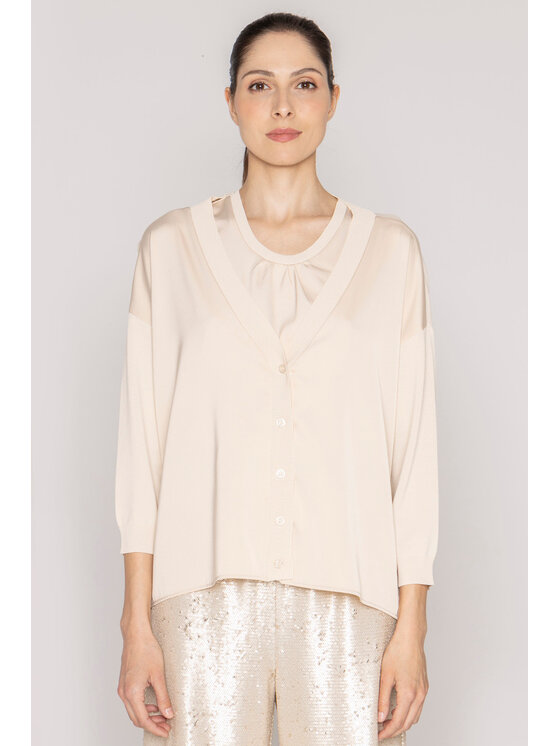 Deni Cler Milano Deni Cler Milano Kardigan T-DC-U405-D2-20-13-1 Beżowy Oversize