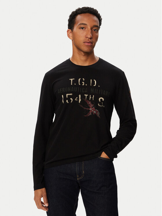 Aeronautica Militare Aeronautica Militare Тениска с дълъг ръкав 262TS2569UJ00641 Черен Regular Fit