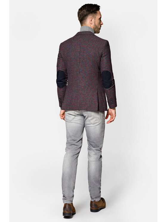 Lancerto Lancerto Marynarka Roskilde Bordowy Slim Fit