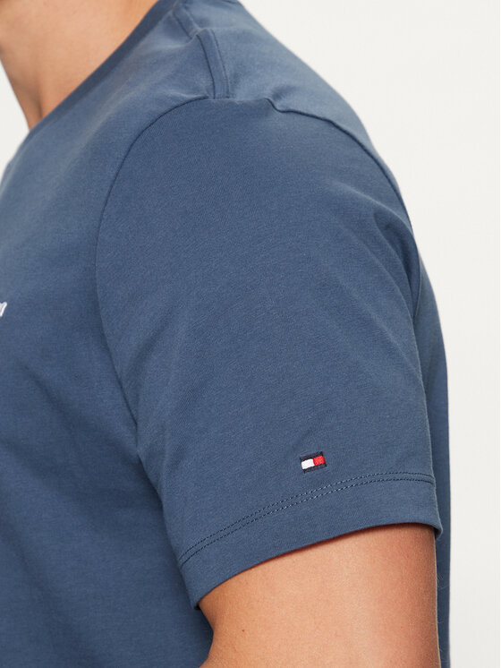 Tommy Hilfiger Tommy Hilfiger T-Shirt Script Logo Tee MW0MW33691 Niebieski Regular Fit