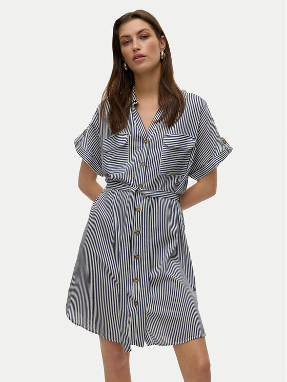 Vero Moda Vero Moda Košilové šaty Bumpy 10325828 Tmavomodrá Loose Fit