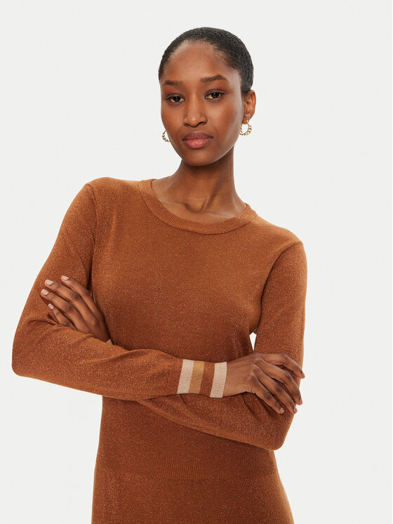 Gaudi Gaudi Kootud kleit 421BD13009 Pruun Slim Fit