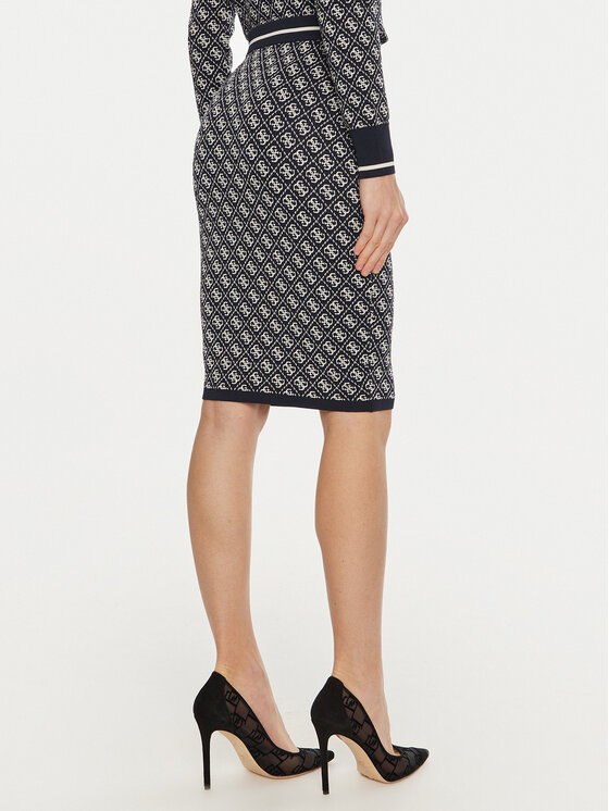 Guess Guess Fustă tip creion Lise W4BD53 Z37K0 Bleumarin Slim Fit