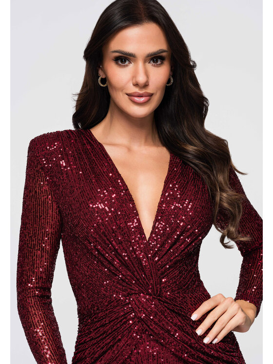 Ombre Ombre Sukienka wieczorowa LA-OM-DLR271 Czerwony Regular Fit