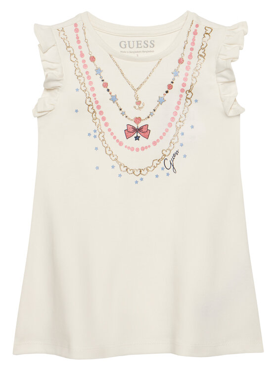 Guess Sukienka codzienna K6RK02 KA6W4 Écru Regular Fit