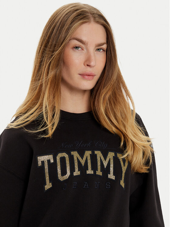 Tommy Jeans Tommy Jeans Majica dugih rukava Varsity DW0DW19845 Crna Boxy Fit