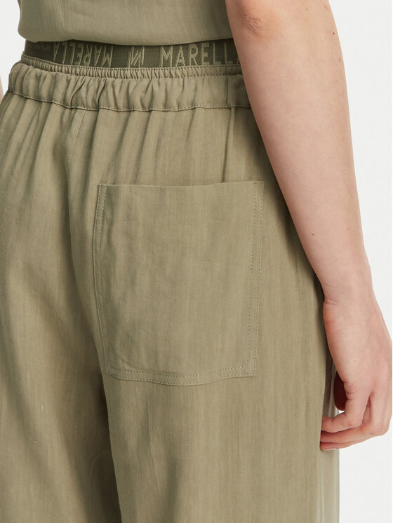 Marella Marella Kalhoty z materiálu Fred 2513131085 Zelená Wide Leg
