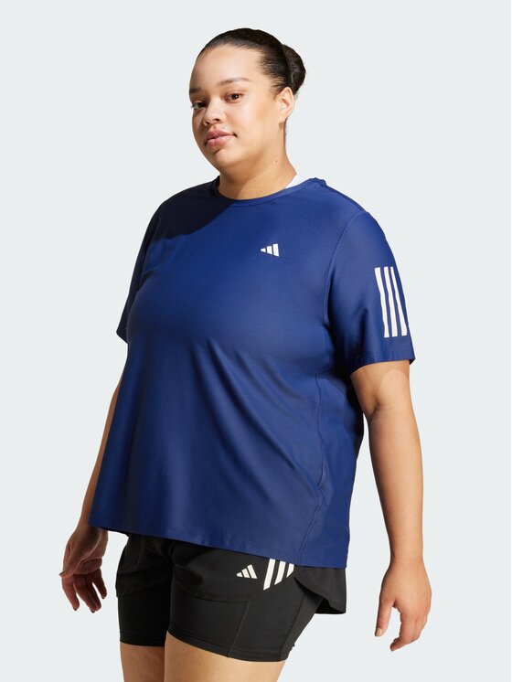 adidas adidas Koszulka techniczna Own The Run Tee (Plus Size) Błękitny Regular Fit