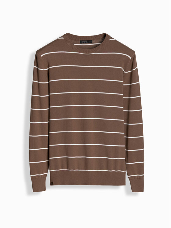 Ombre Ombre Sweter OM-SWSW-0143 Brązowy Regular Fit