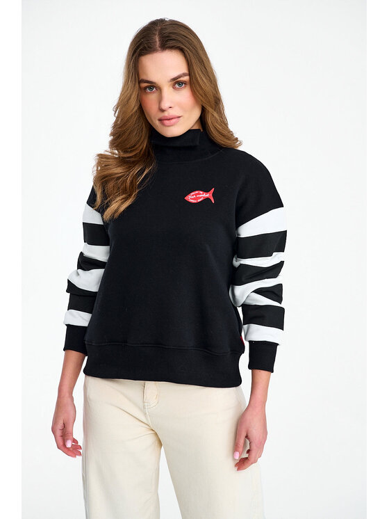 NAOKO NAOKO Bluza Fish Market Czarny Regular Fit