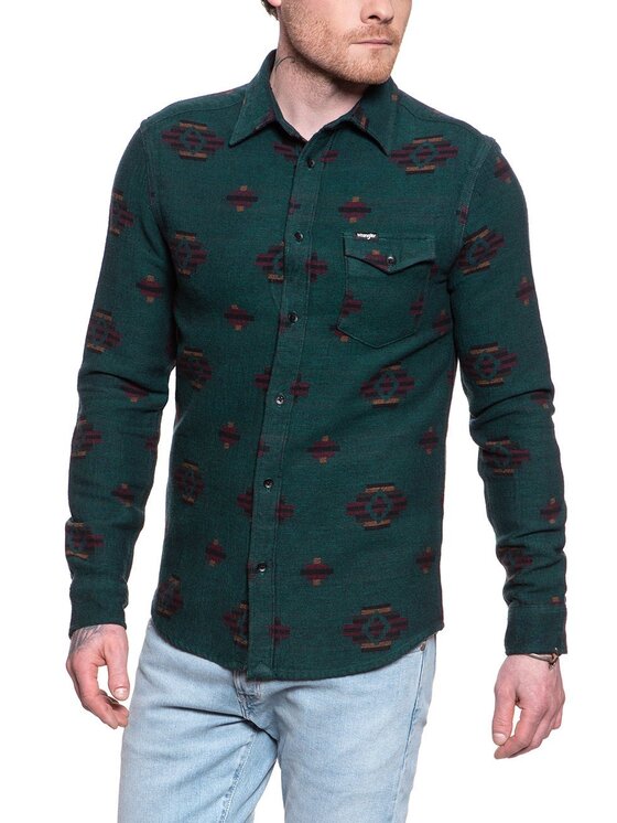 Wrangler Wrangler Camicia LS 1PKT FLAP SHIRT Marrone Regular Fit