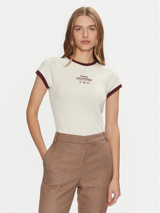 Női Póló Tommy Hilfiger, Méret: S, Bézs, WW0WW43898