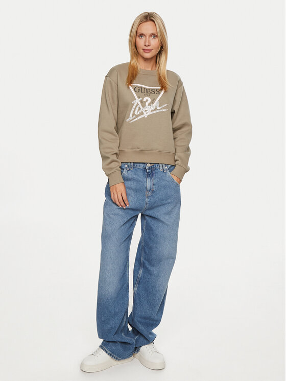 Guess Guess Bluza Icon W4YQ25 KB681 Zielony Relaxed Fit