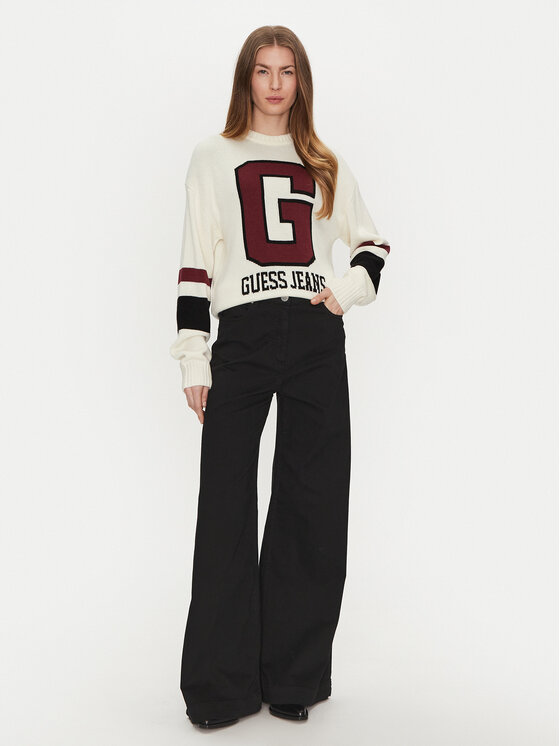 Guess Jeans Guess Jeans Πουλόβερ W4BR11 Z3HN2 Λευκό Regular Fit