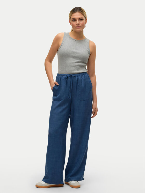 Vero Moda Vero Moda Kalhoty z materiálu Melaney 10316385 Tmavomodrá Loose Fit