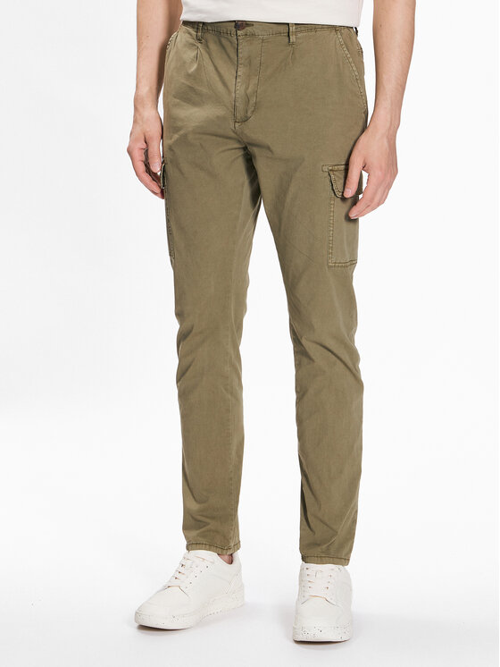 INDICODE INDICODE Pantaloni din material Umut 60-320 Verde Regular Fit