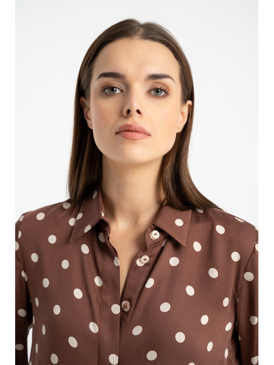 CLICK CLICK Koszula 10-6909 Brązowy Regular Fit