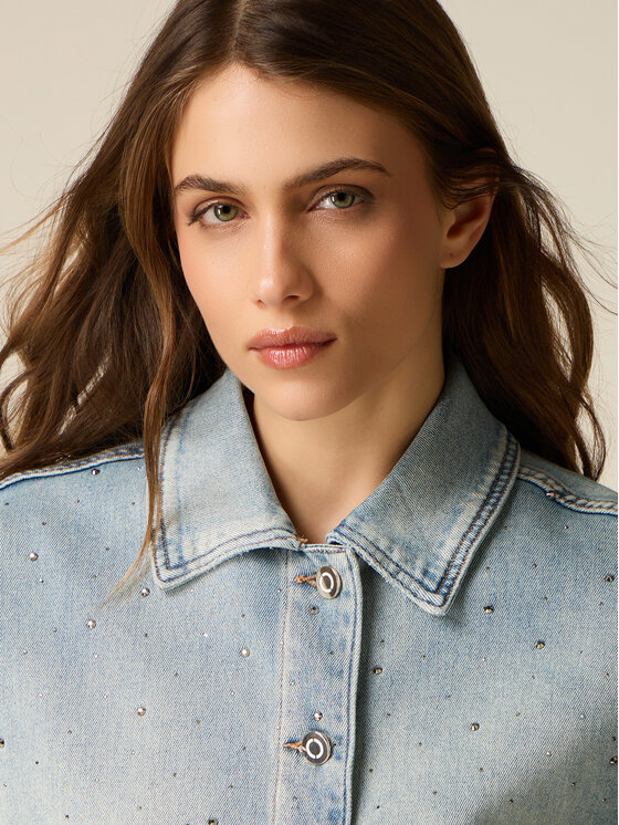 Oltre Oltre Giacca di transizione R401J000312N024 Turchese Baggy Fit