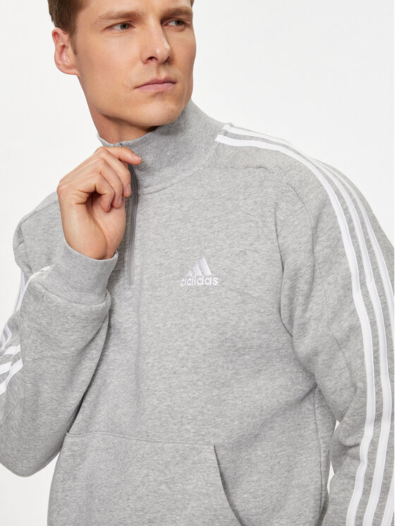 adidas adidas Džemperis ar kapuci Essentials Fleece 3-Stripes IJ8905 Pelēks Regular Fit